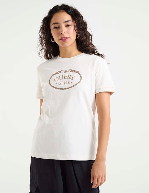 Playera manga corta Guess cuello redondo para mujer