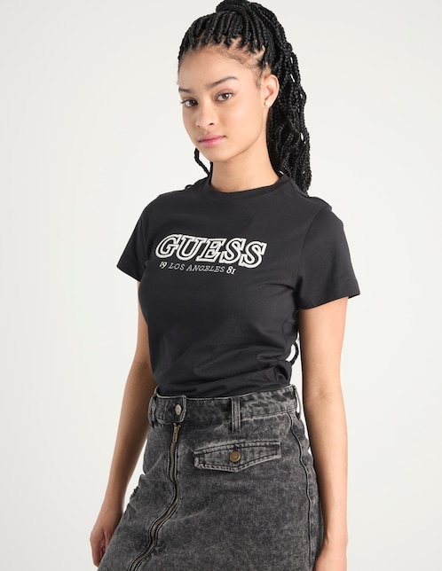 Playera manga corta Guess cuello redondo para mujer