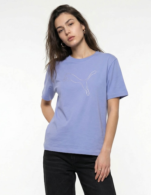 Playera manga corta Puma Bedazzled cuello redondo para mujer