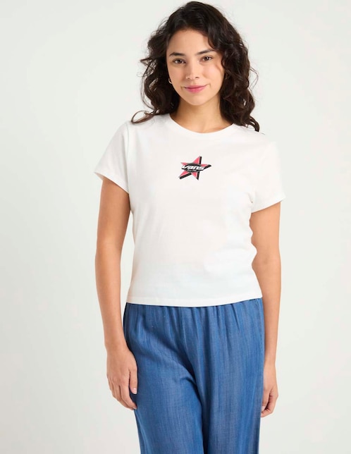 Playera manga corta cuello redondo para mujer 1