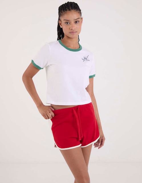 Playera manga corta cuello redondo para mujer 1
