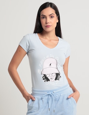 Playera Manga Corta Kangol Cuello Redondo Para Mujer