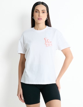 Playera Manga Corta MLB Los Angeles Dodgers Cuello Redondo Para Mujer