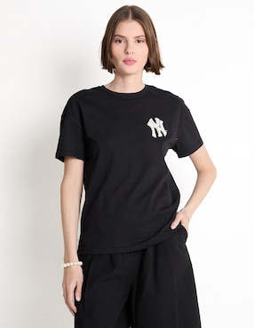 Playera Manga Corta MLB New York Yankees Cuello Redondo Para Mujer