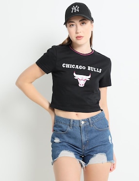 Playera Manga Corta NBA Chicago Bulls Cuello Redondo Para Mujer