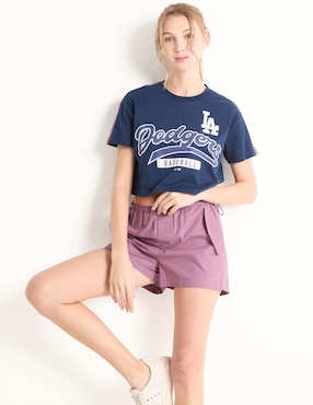 Playera Manga Corta MLB Los Angeles Dodgers Cuello Redondo Para Mujer