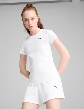 Playera manga corta Puma Wardrobe Ess cuello redondo para mujer