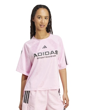 Playera manga corta Adidas Sportswear House Of Tiro cuello redondo para mujer