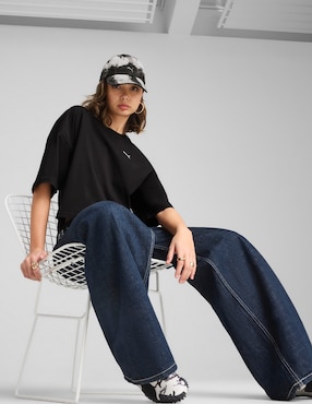 Playera manga al codo Puma Wardrobe Ess cuello redondo para mujer