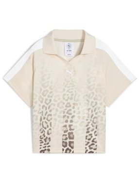 Playera manga corta Puma cuello camisero para mujer