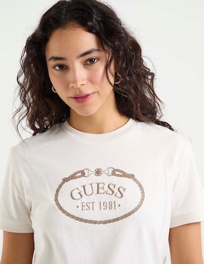 Playera manga corta Guess cuello redondo para mujer