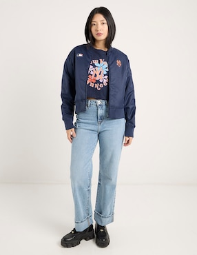 Playera manga corta MLB New York Yankees cuello redondo para mujer