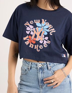 Playera manga corta MLB New York Yankees cuello redondo para mujer