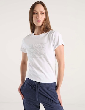Playera manga corta Dkny cuello redondo para mujer