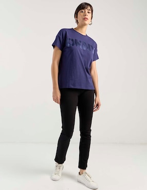 Playera manga corta Dkny cuello redondo para mujer