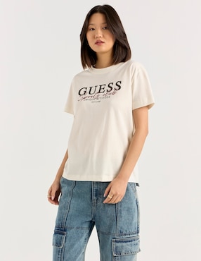 Playera manga corta Guess cuello redondo para mujer