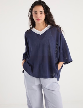 Playera manga 3/4 Offline by Aerie cuello V para mujer