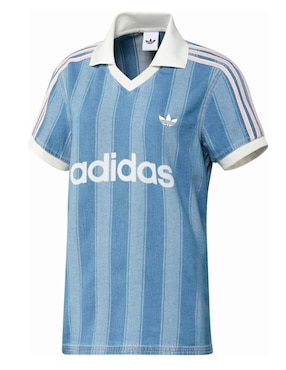 Playera manga corta adidas originals denim jersey cuello polo para mujer