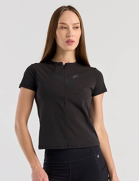 Playera manga corta Puma cuello con cierre para mujer