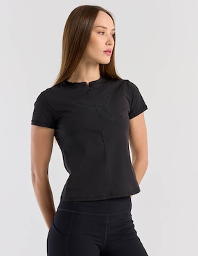 Playera manga corta Puma cuello con cierre para mujer