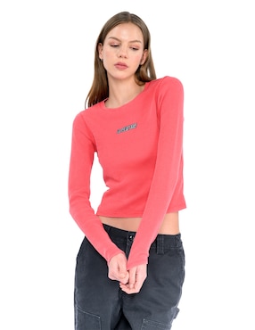 Playera manga larga Vans cuello redondo para mujer