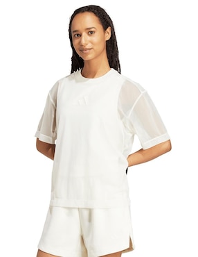 Playera manga corta Adidas Soft Lux cuello redondo para mujer
