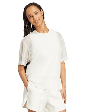 Playera manga corta Adidas Soft Lux cuello redondo para mujer