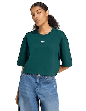 Playera manga corta Adidas Originals Trefoil Essentials cuello redondo para mujer