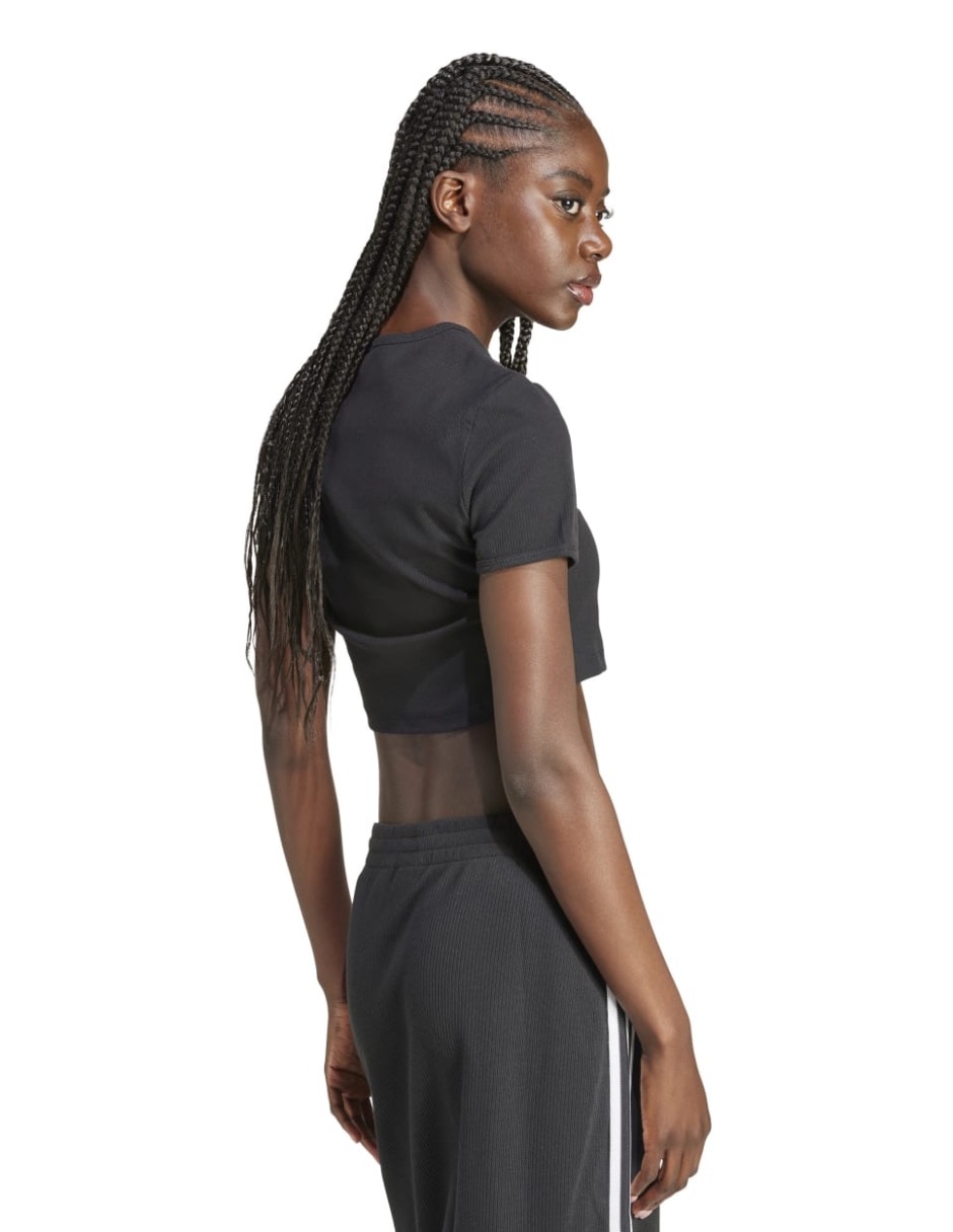 Playera manga corta Ess Rib Tee cuello redondo para mujer 4