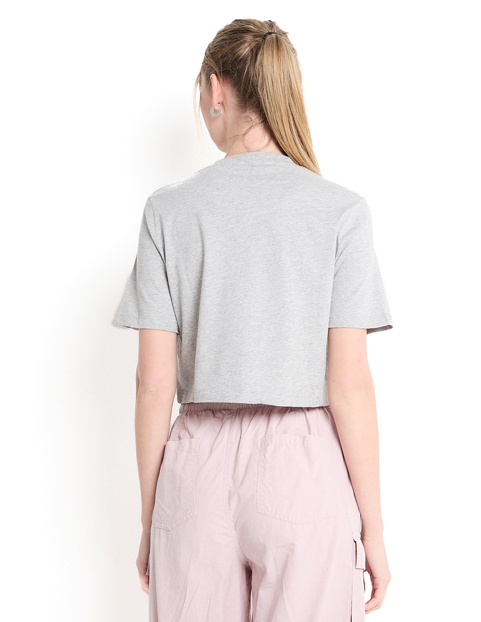 Playera manga corta Crop cuello redondo para mujer 2