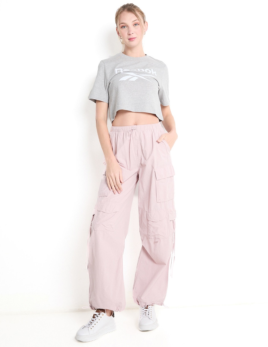 Playera manga corta Crop cuello redondo para mujer 3