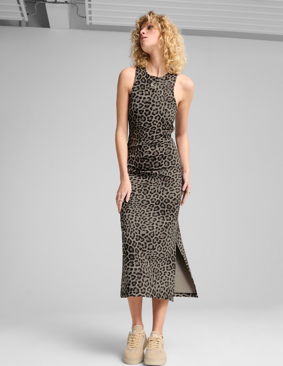 Vestido largo athleisure Puma Leo Luxe para mujer