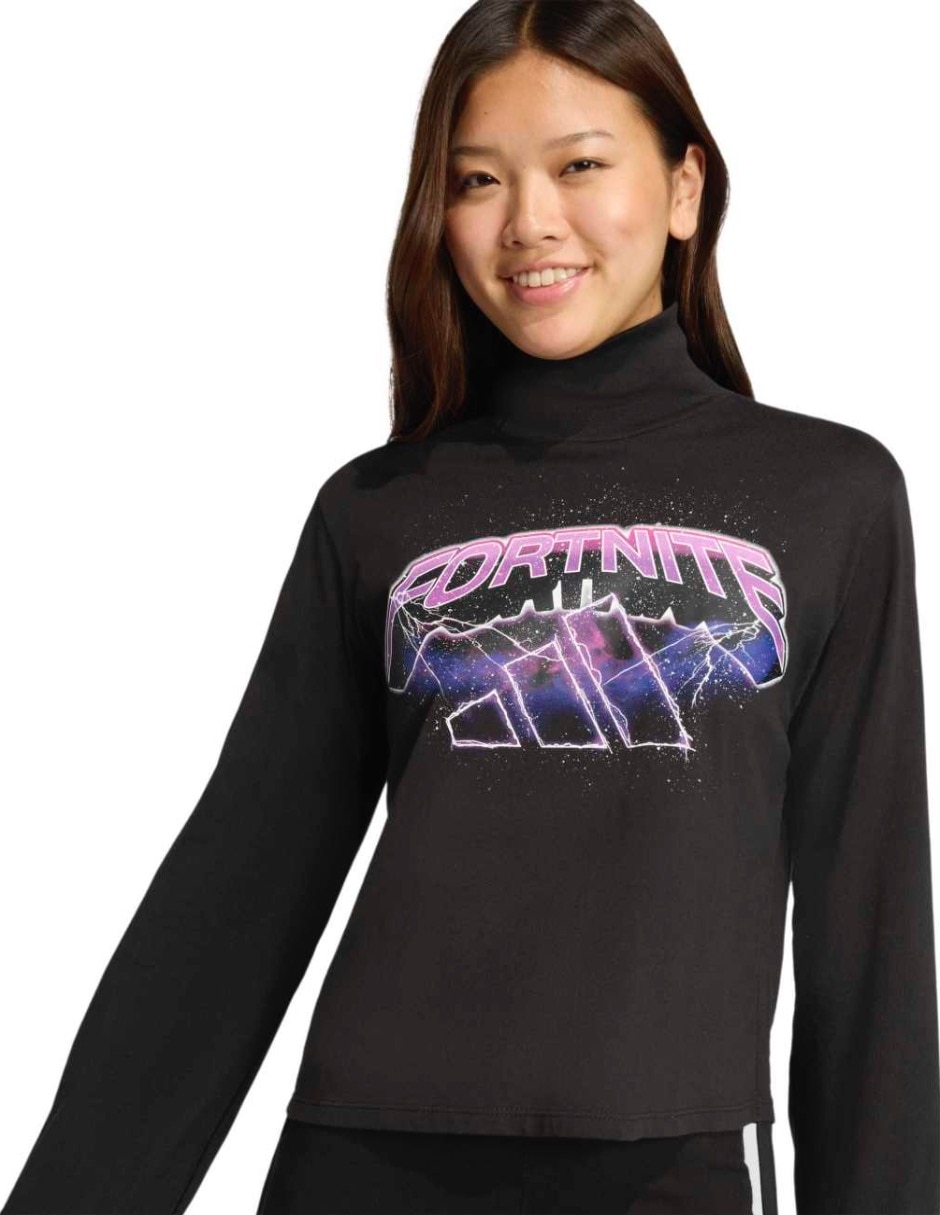 Playera manga larga Essentials cuello alto para mujer 5