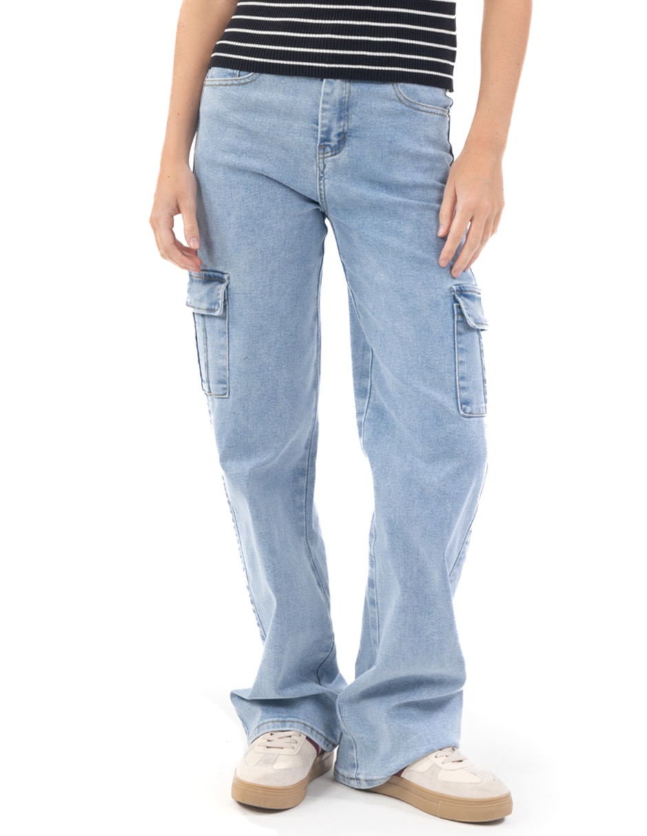 Jeans cargo relajado quarry corte cintura para mujer