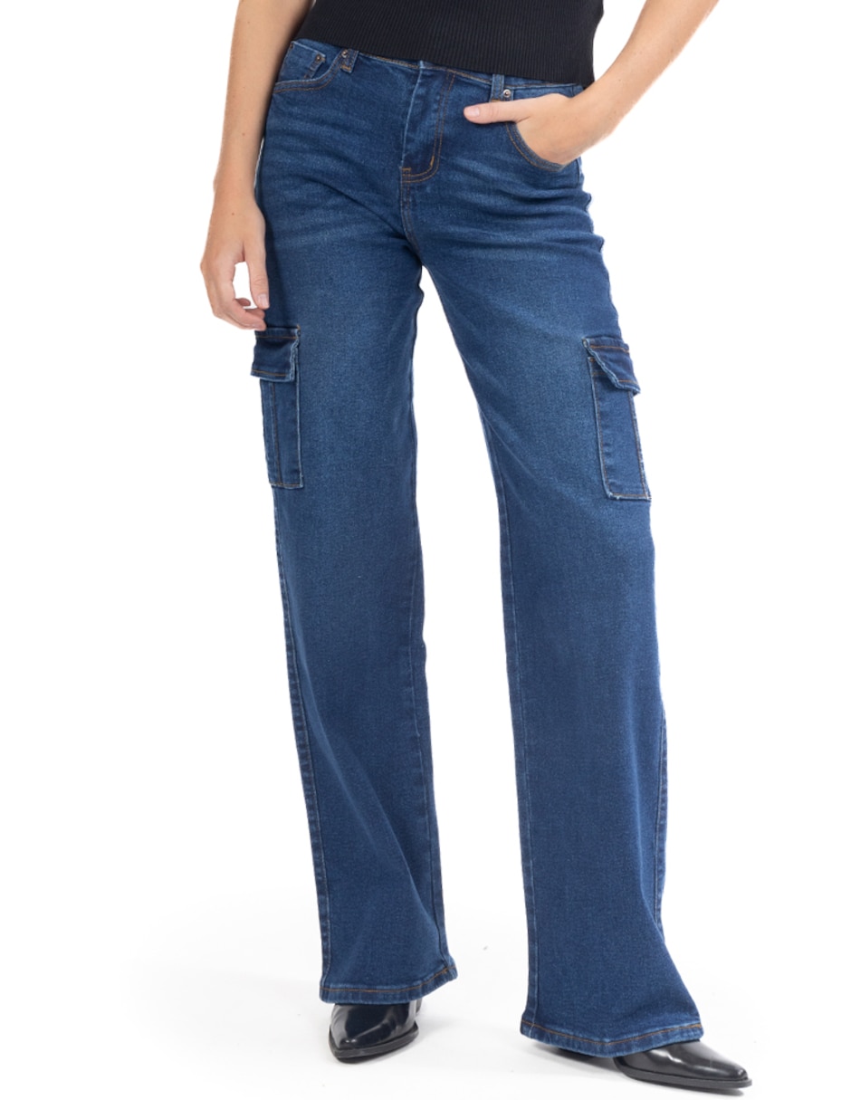 Jeans cargo relajado quarry corte cintura para mujer