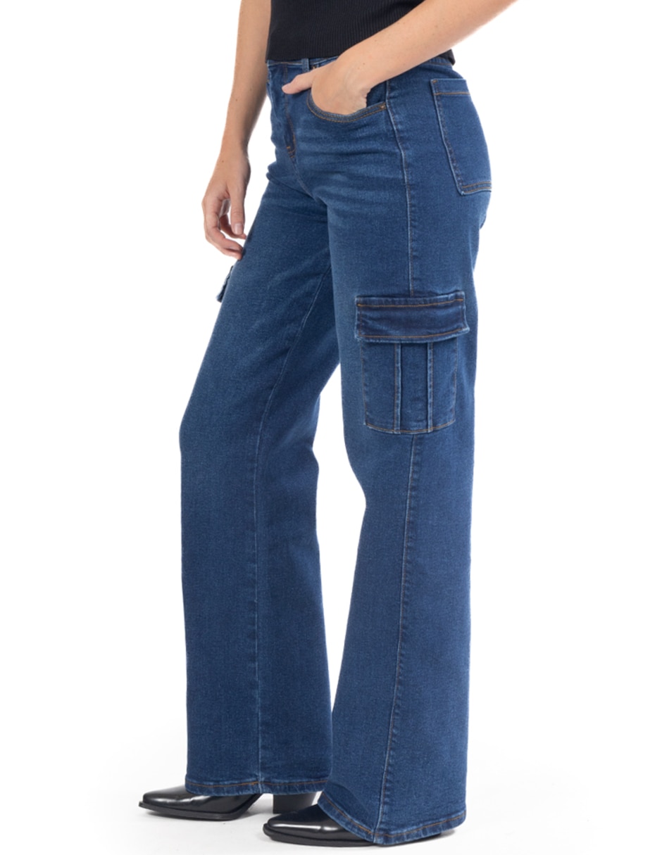 Jeans cargo relajado quarry corte cintura para mujer