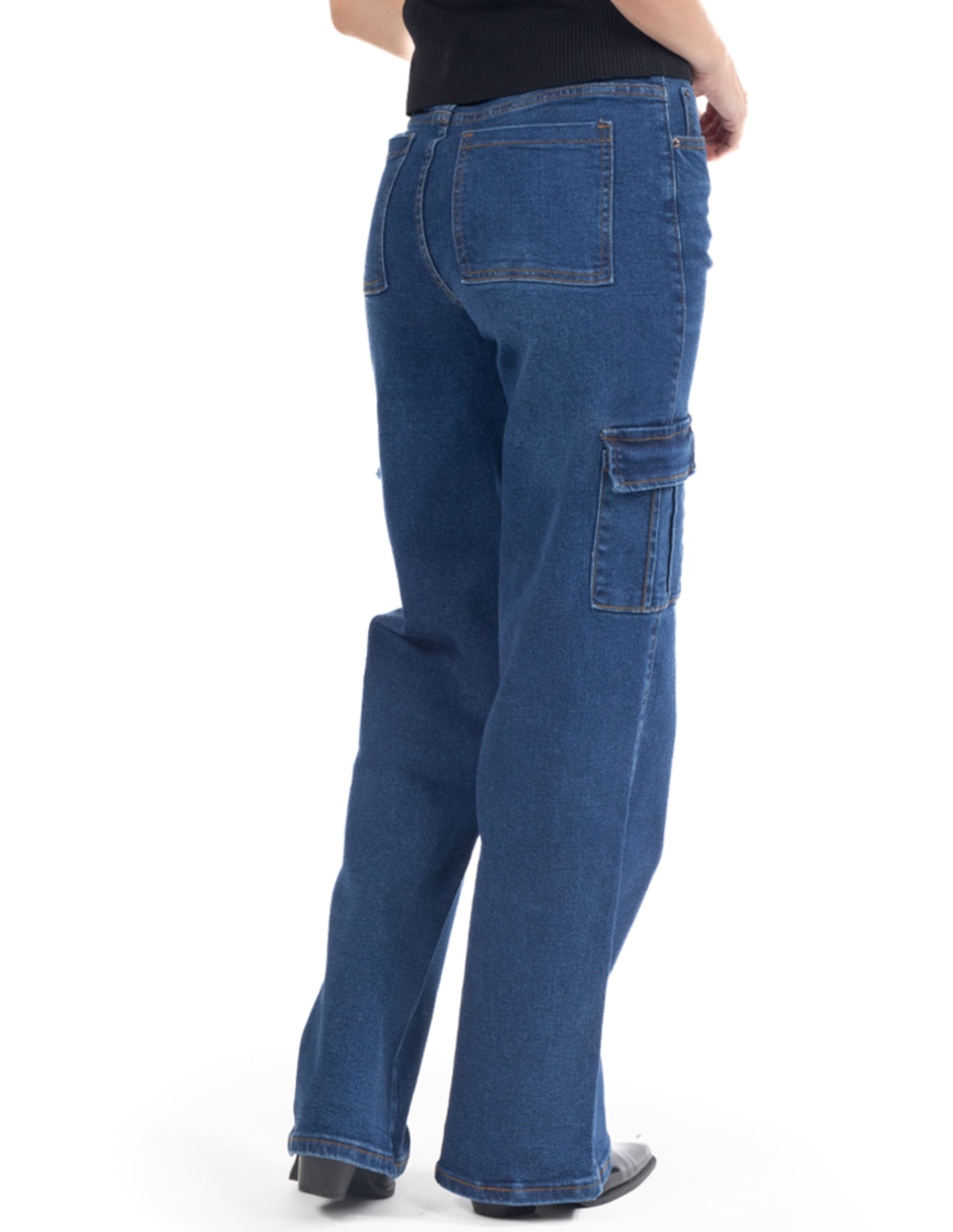 Jeans cargo relajado quarry corte cintura para mujer