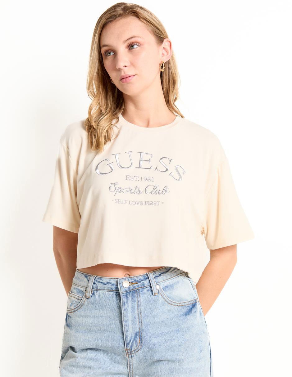 Playera manga corta Guess cuello redondo para mujer Liverpool