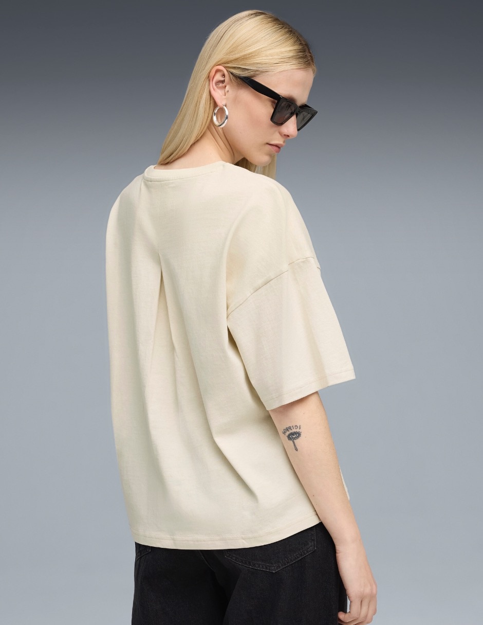 Playera manga al codo cuello redondo para mujer 3