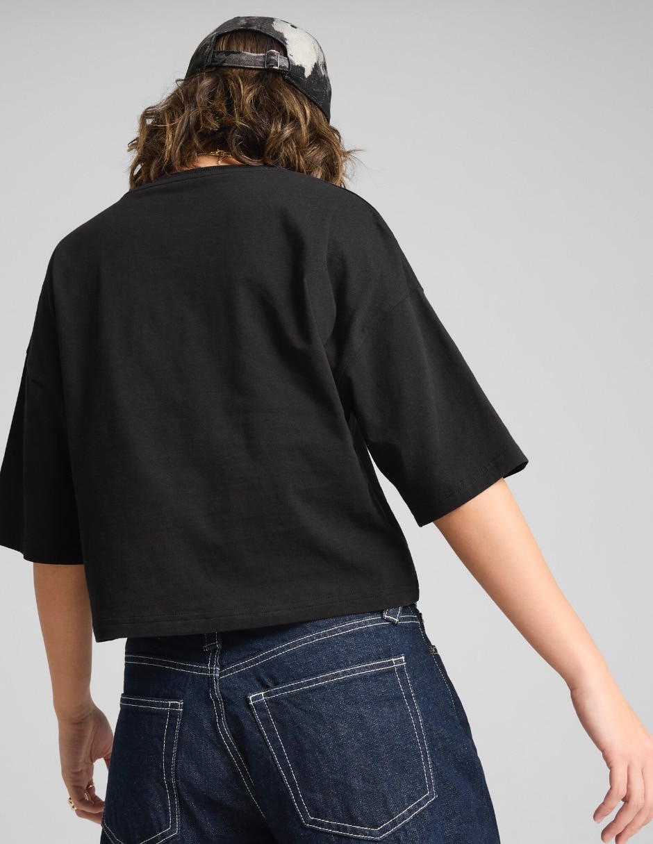 Playera manga al codo Wardrobe Ess cuello redondo para mujer 3