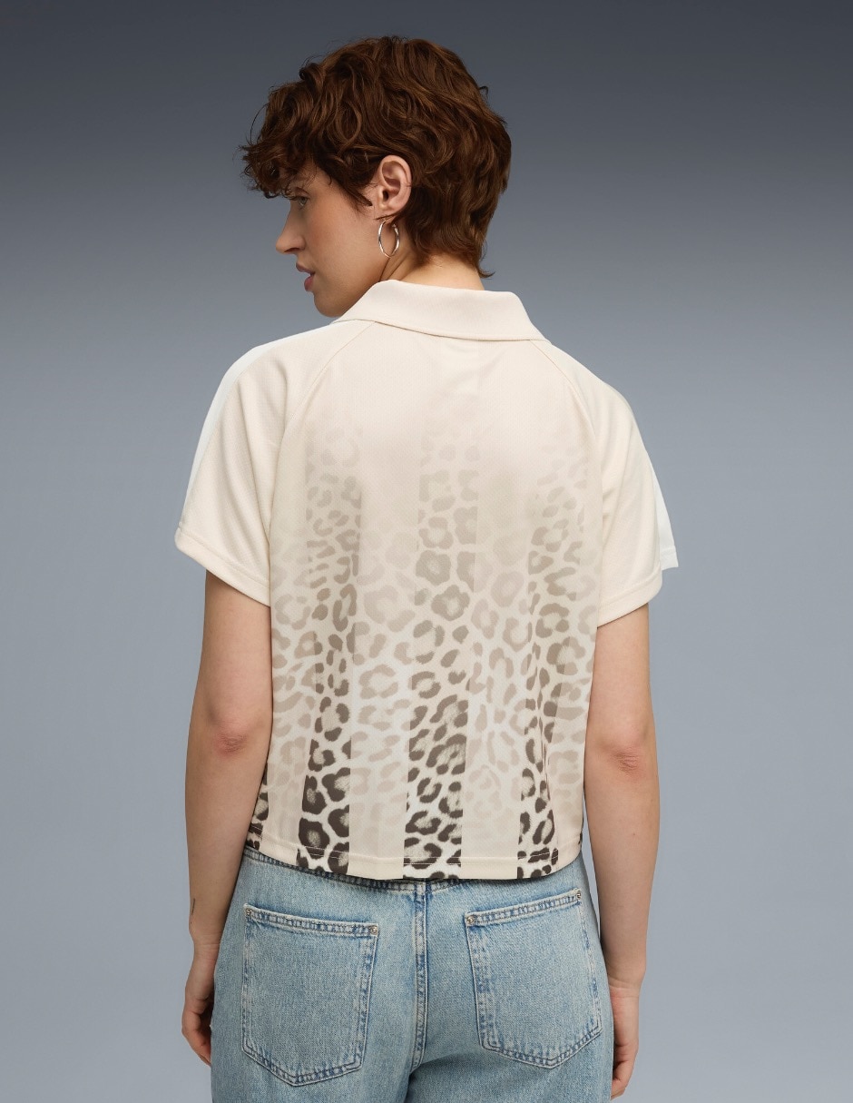 Playera manga corta cuello camisero para mujer 6