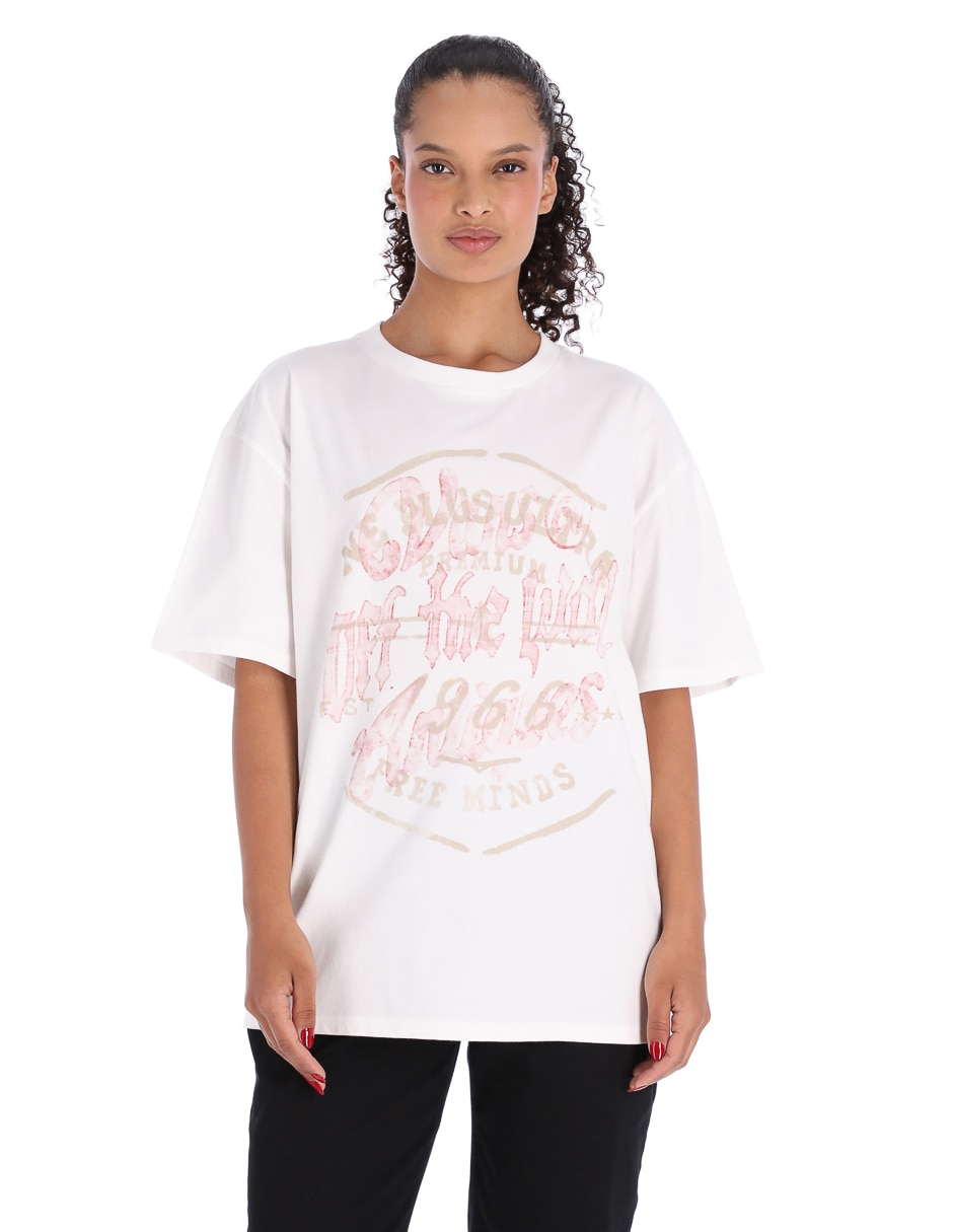 Playera manga corta cuello redondo para mujer