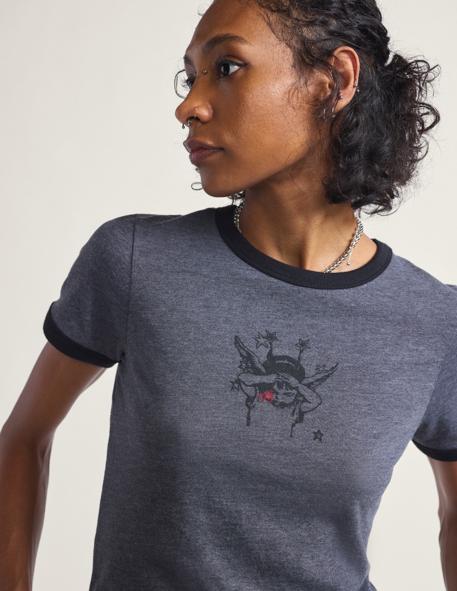 Playera manga corta cuello redondo para mujer 3