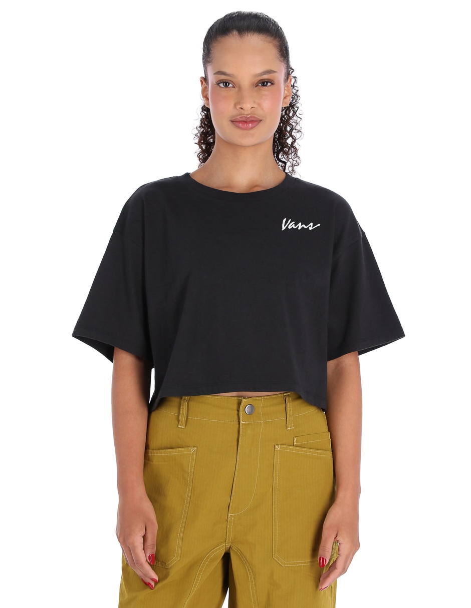 Playera manga corta Classic Script cuello redondo para mujer