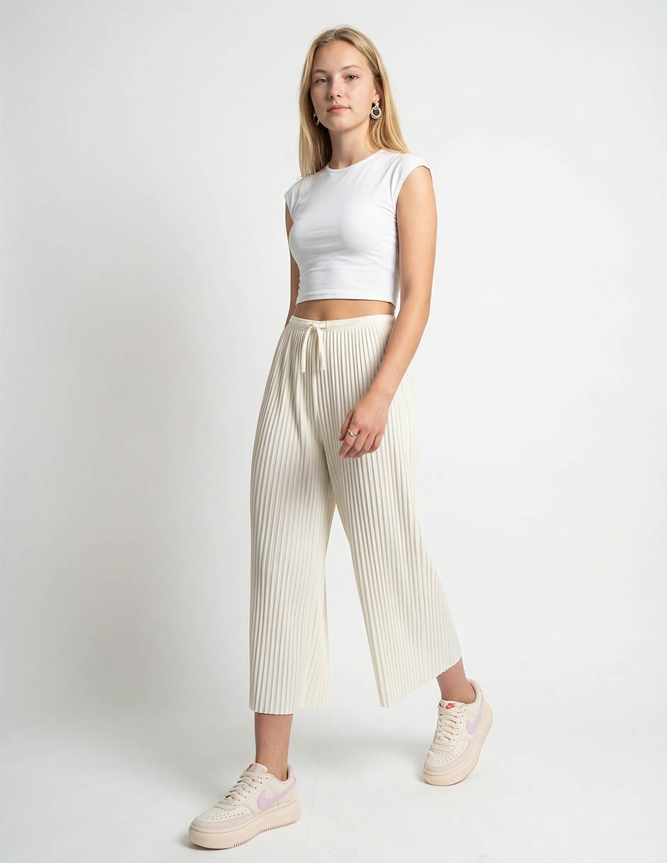 Pants wide leg con agujeta para mujer 3