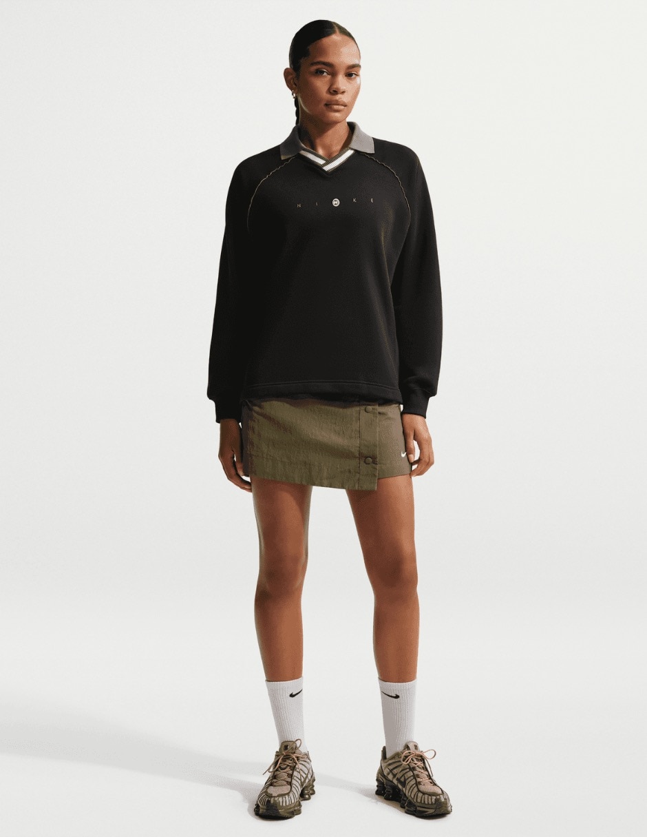 Playera manga larga cuello polo redondo para mujer