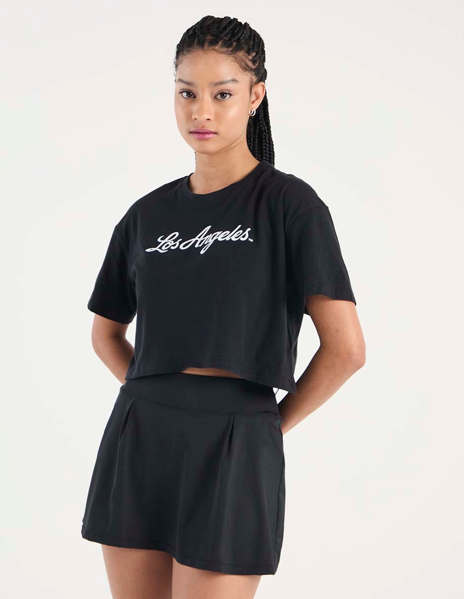 Playera manga corta Los Angeles cuello redondo para mujer