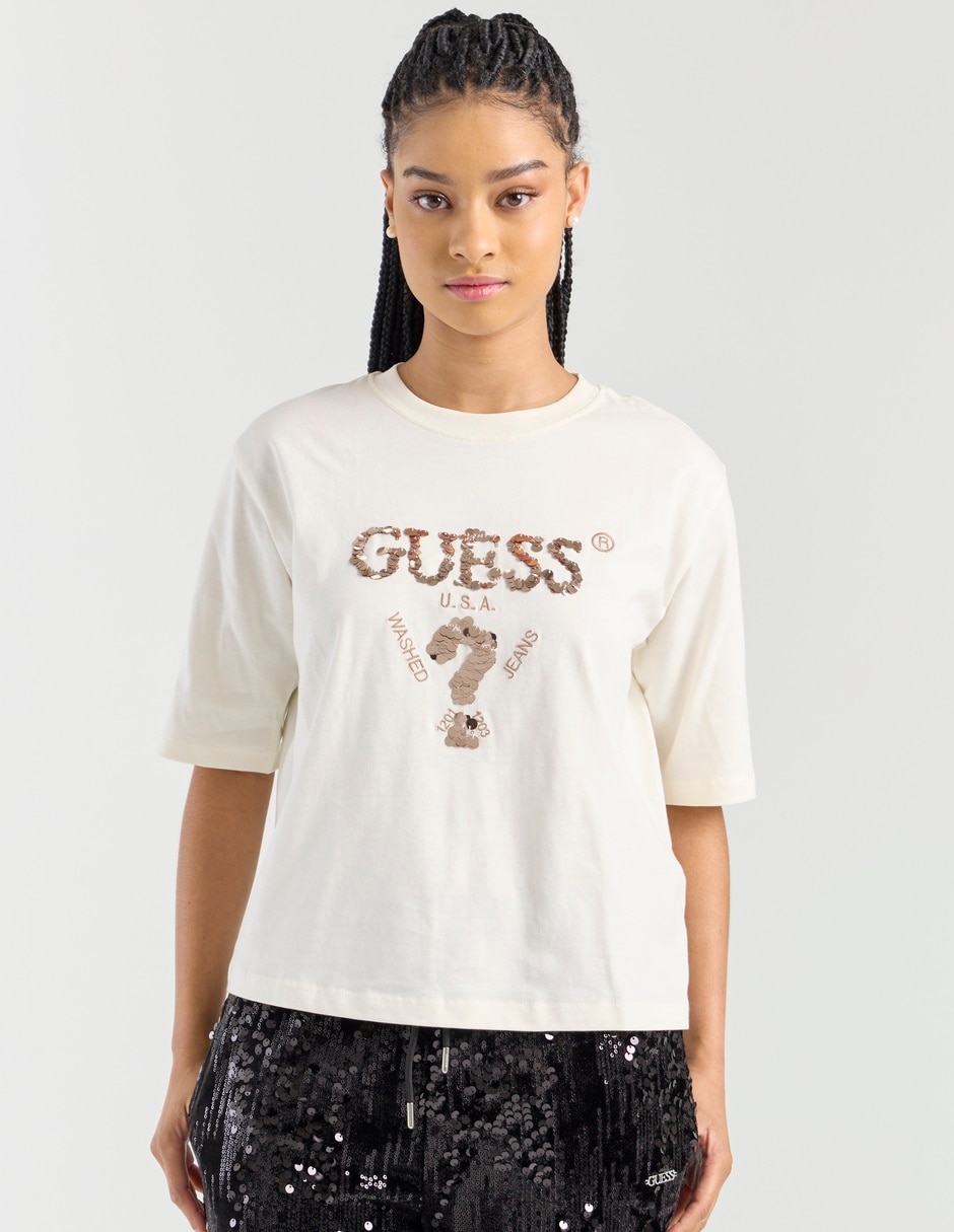 Playera manga corta cuello redondo para mujer
