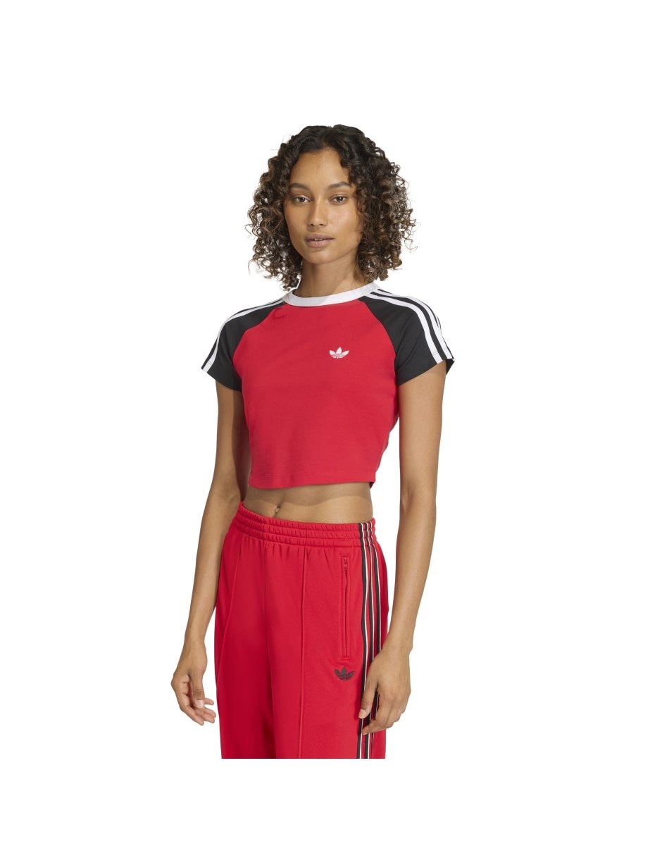 Playera manga corta Adicolor cuello V para mujer