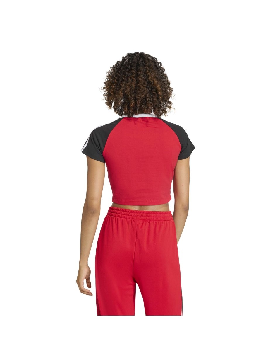 Playera manga corta Adicolor  cuello V para mujer 3
